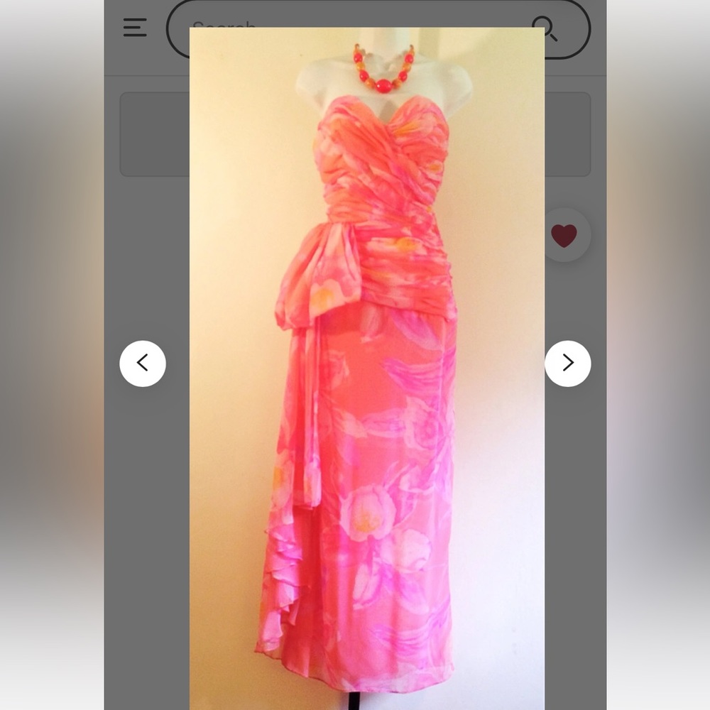 80’s floral print chiffon gown